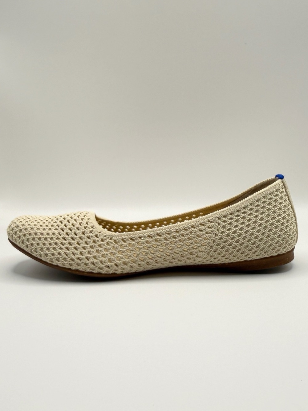 Rothy's The Max Square Off White Mesh Ballet Flats Ivory Perforated Knit Shoes 8 - Picture 4 of 14